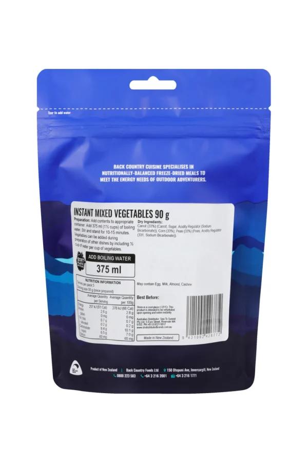 Back Country Cuisine Instant Mixed Vegetables —90 G>Macpac Best