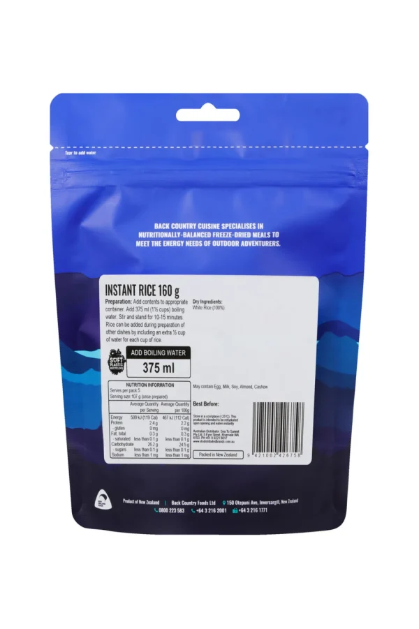 Back Country Cuisine Instant Rice —160 G>Macpac Online